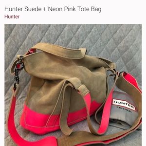 Hunter Mustache + Neon Pink Tote Bag